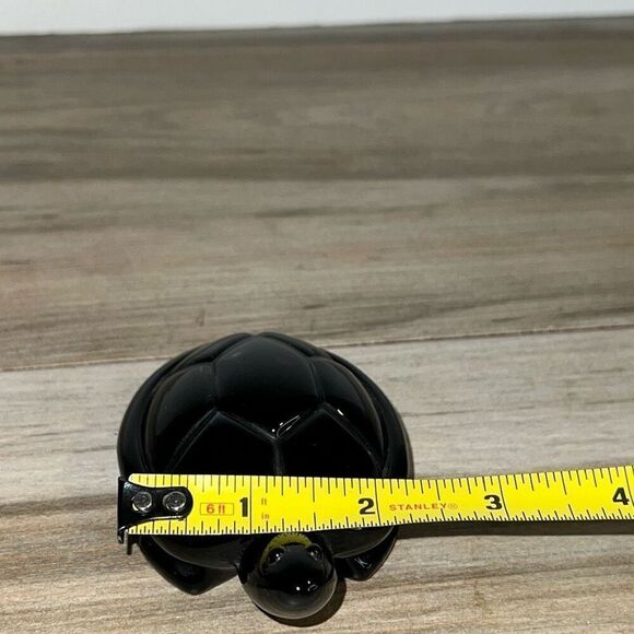 Turtle Figurine Black Glass Paperweight Tortoise Detailed W/ Feet Nautical Sea - Picture 7 of 7